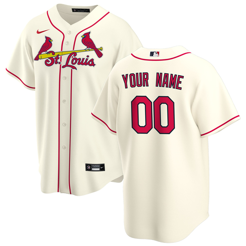 2020 MLB Men St. Louis Cardinals Nike Cream Alternate 2020 Replica Custom Jersey 1